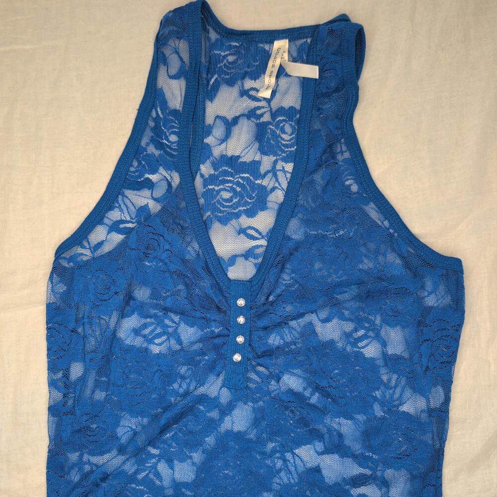 Blue lace tank top with